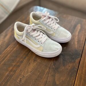 White and Yellow Canvas Sneakers